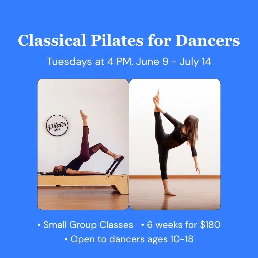🚨 2 Spots Left!

Young dancers aged 10-18 are invited to participate in our Select Series - Pilates for Dancers 💃🕺, designed to help build their mind-body connection, prevent injuries, and develop a competitive edge. 

Program Details:
🔹 Tuesdays
