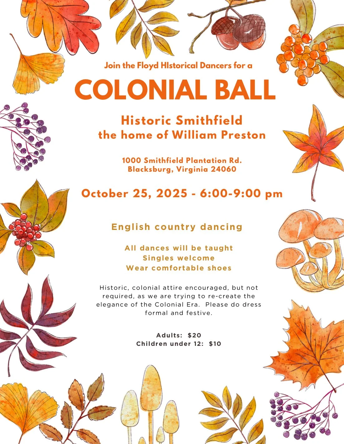 Colonial Ball, Hosted by the Floyd Historical Dancers