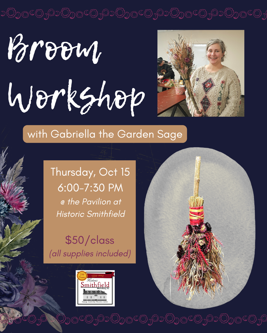 Broom Workshop with Gabriella the Garden Sage - Thursday, Oct 15 | 6:00 - 7:30 PM