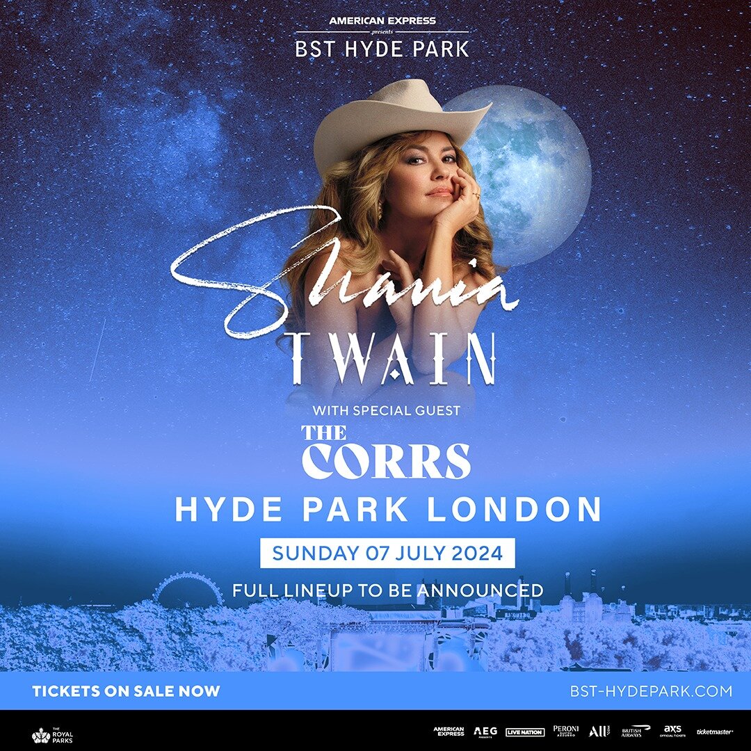 Tickets to see us return to London's Hyde Park on the 7th July as special guest to @shaniatwain are now on sale! Link in bio. 

@bsthydepark #TheCorrs #ShaniaTwain #Shania #Summer