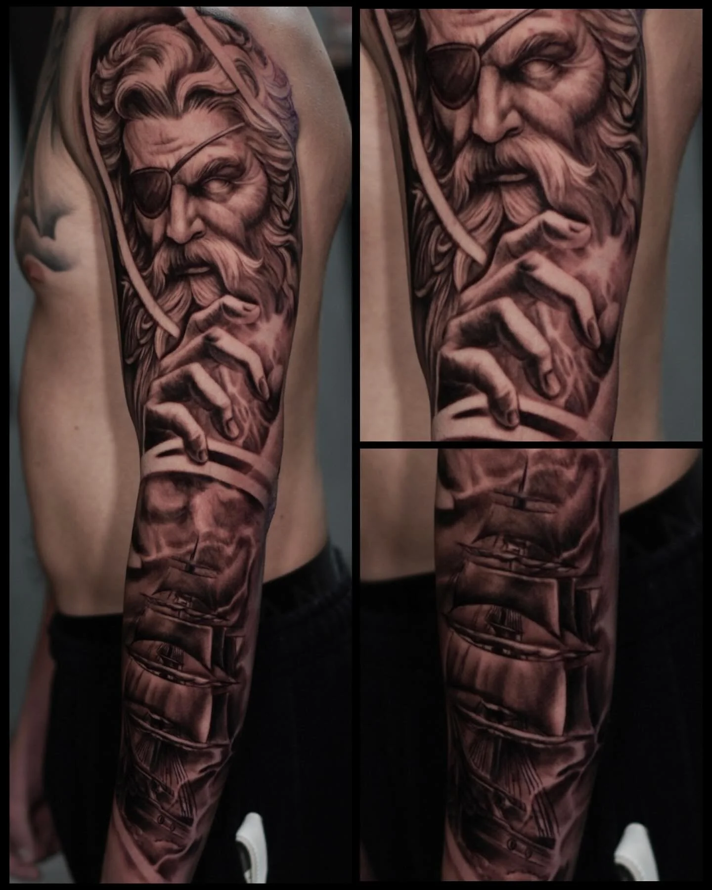 First pass on this tattoo In honor of my clients father who had one eye. 

@the_sanctuary_tattoo @tattystick @industryinks_us #bgsu #ohiotattooers #greekmythology