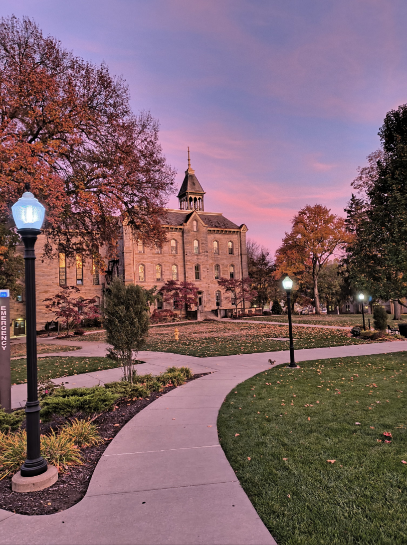Looking forward and looking back at Old Main