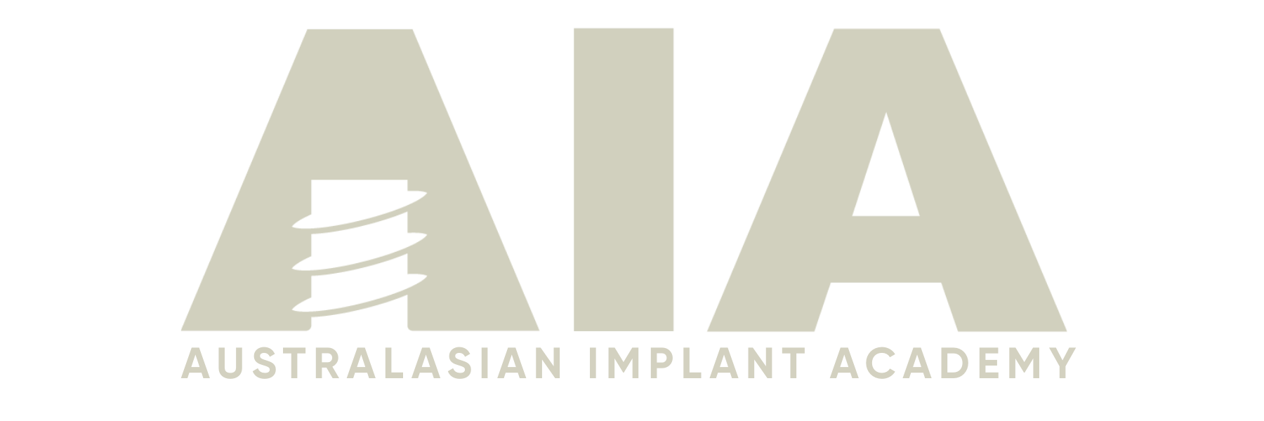 Logo for AustralAsian Implant Academy with stylized abbreviation 'AIIA' and a stylized implant screw graphic.