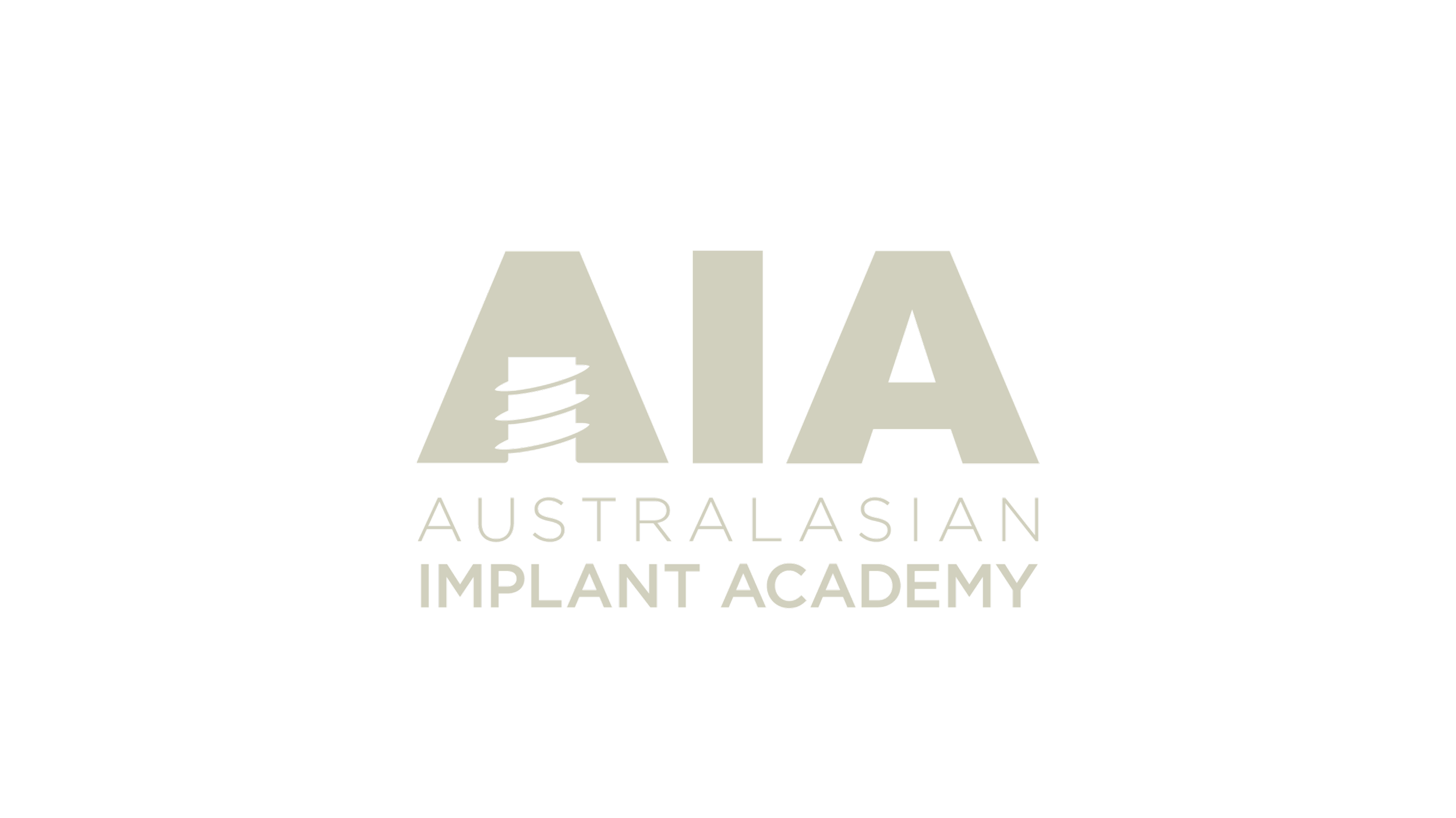Logo for the Australasian Implant Academy with large stylized letters 'A' and 'A' and the words 'Australasian Implant Academy' beneath.