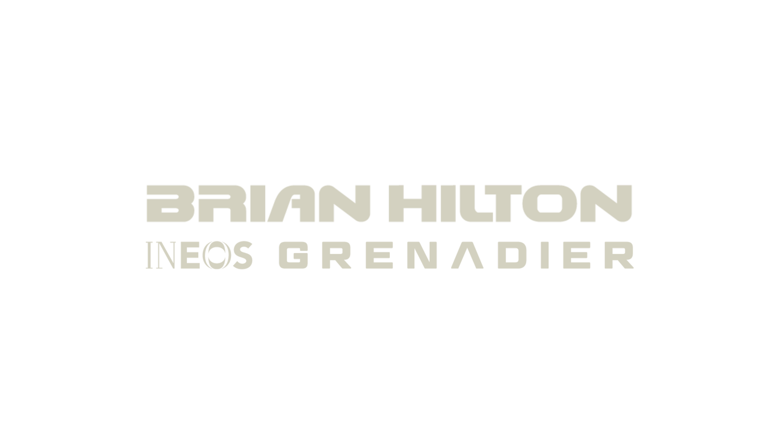 Title image for 'Brian Hilton INEOS Grenadier' with stylized text on a black background.