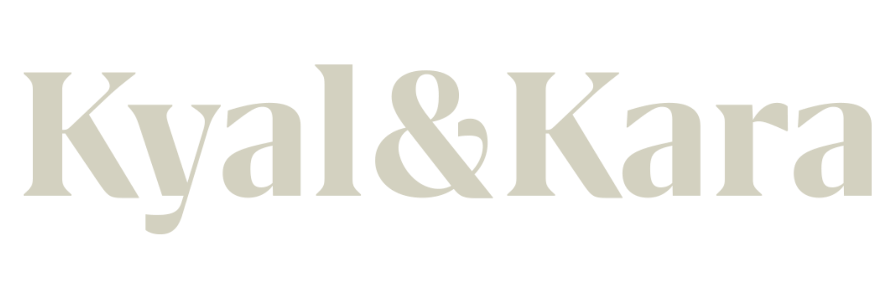 Kyal&Kara logo in beige text on black background