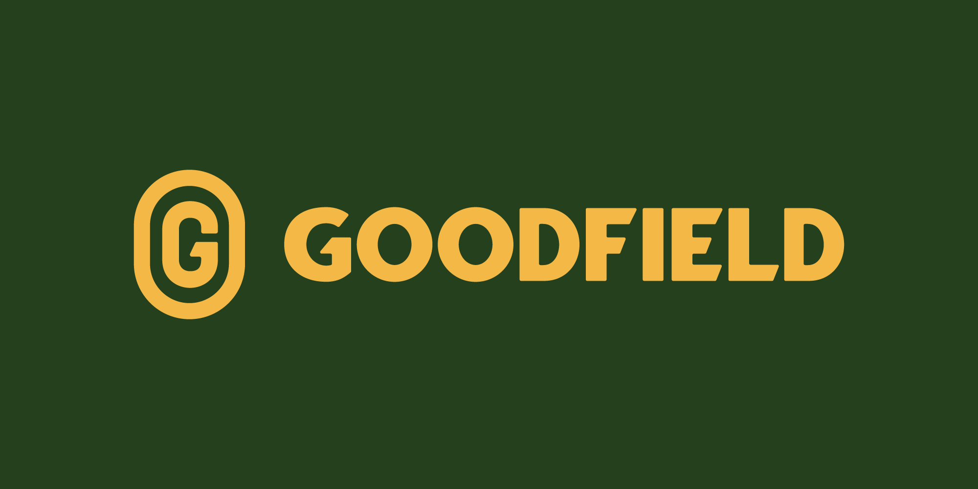 Green background with yellow logo and text reading "GOODFIELD"