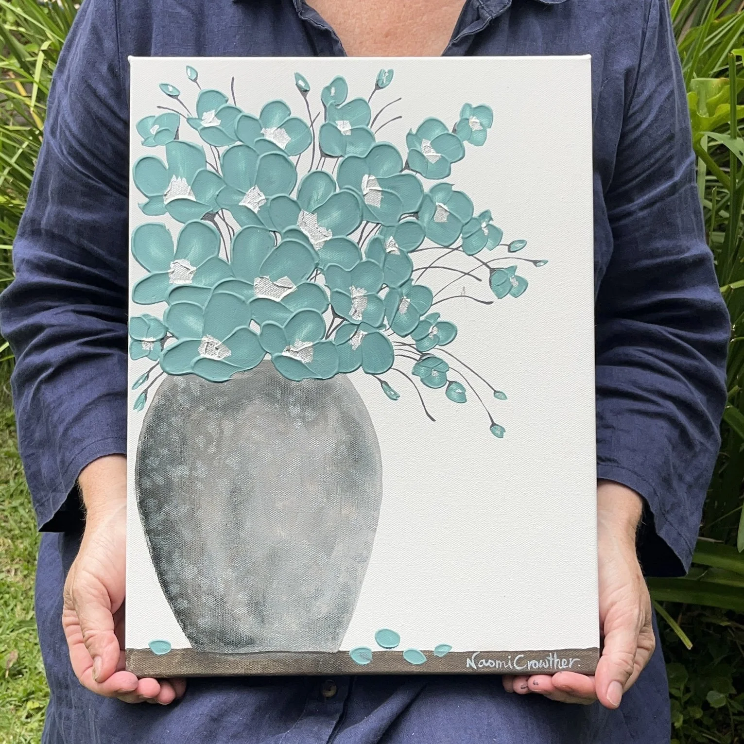 Tiffany Blue Poppies in Vase