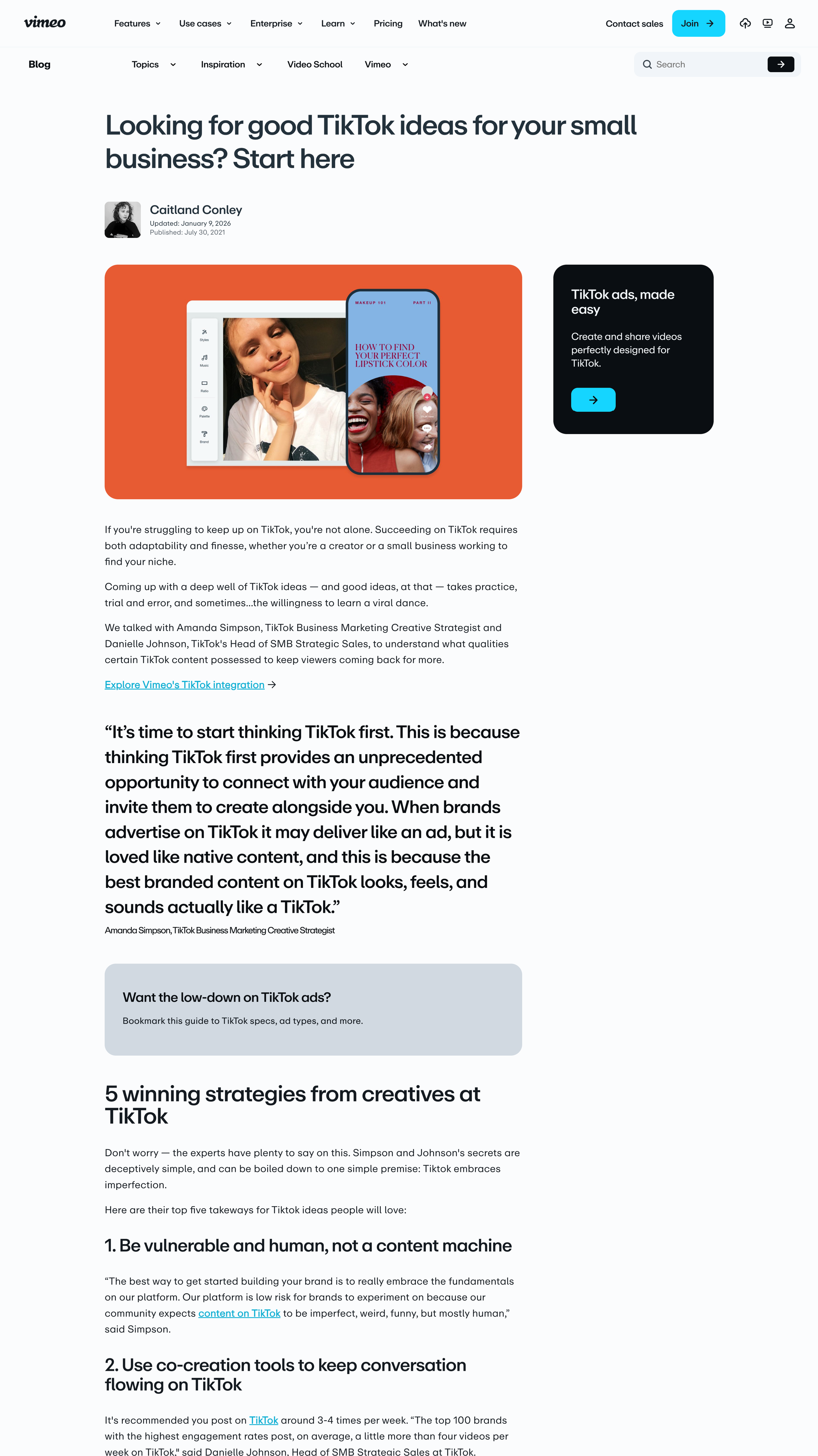 Writer, TikTok ideas for small businesses