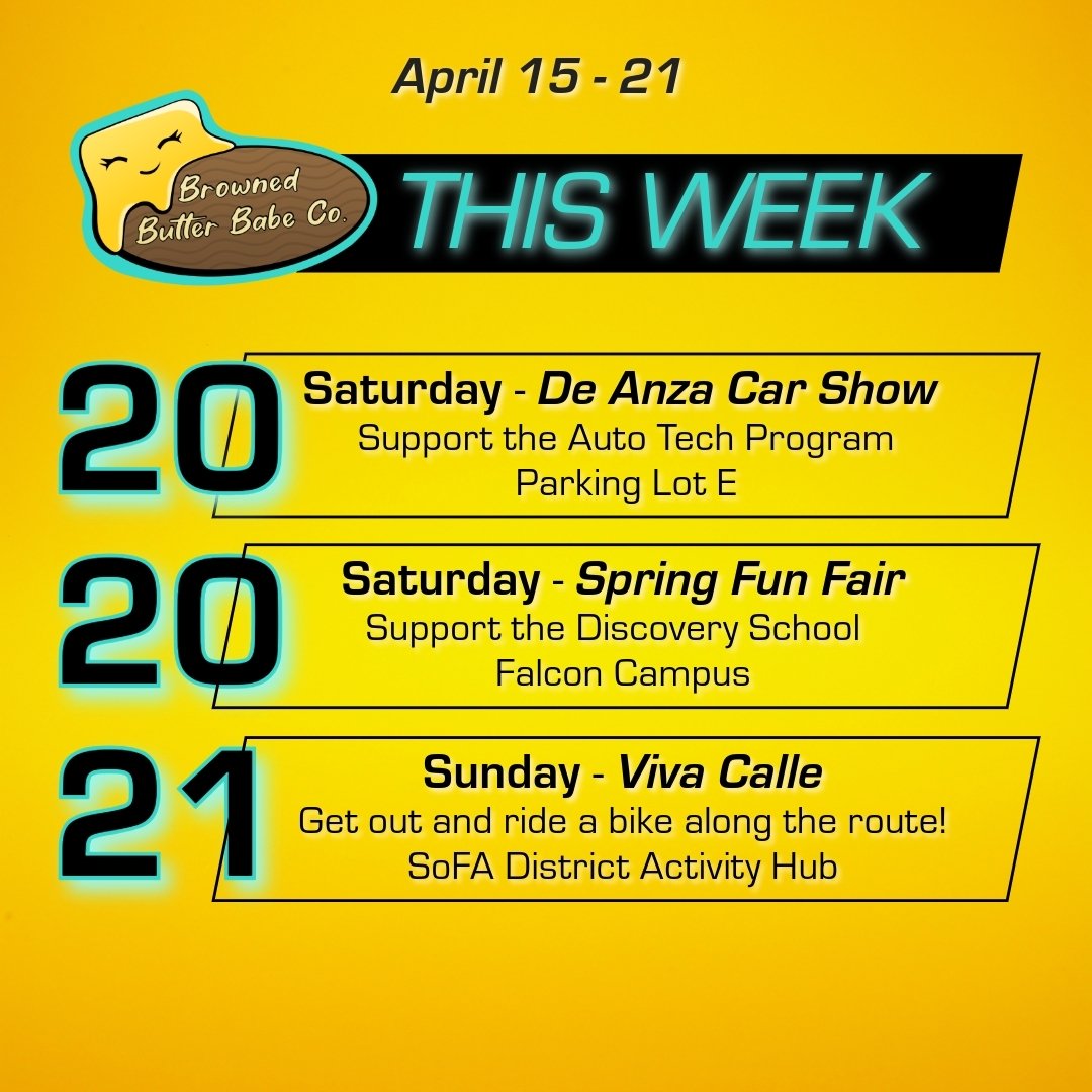 🌱🌸 We have 3 events this weekend! 🌸🌱
◽
🎪 De Anza College Car Show @deanza_autotech
🗓️ Saturday, April. 20 | 9am-1pm
📍De Anza College
Parking Lot E
21250 Stevens Creek Blvd, Cupertino, CA 95014
🌟 Come see @mx.sparkles #delorean
◽
🎪 Discovery 