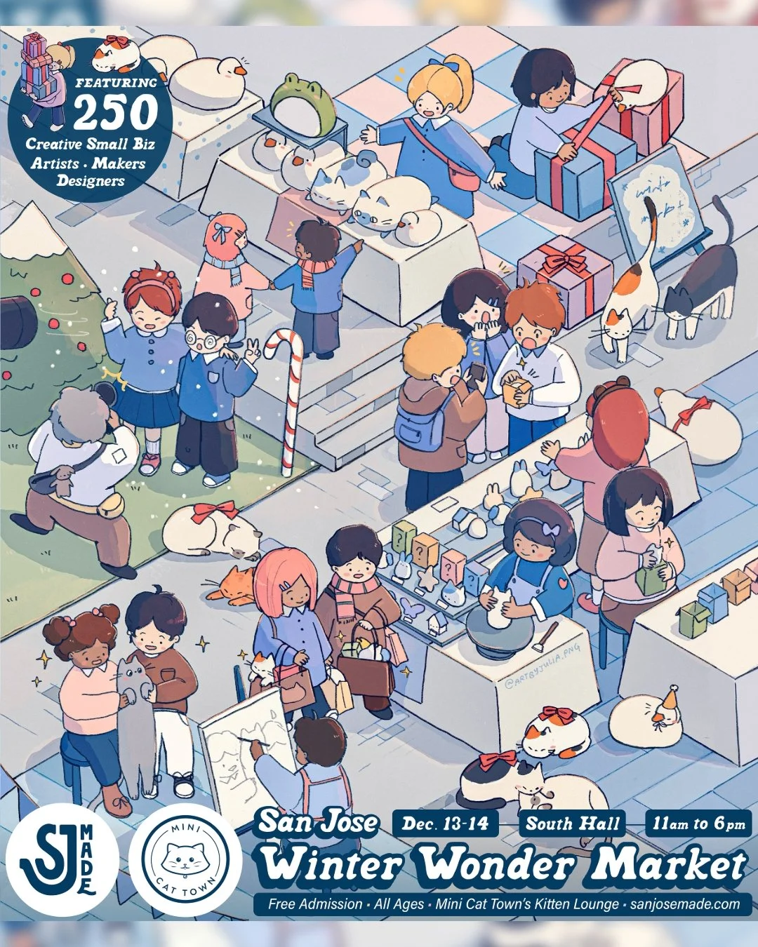 ❄️ This Weekend 12/13 &amp; 12/14 ❄️ BOOTH A104
☃️ Winter Wonder Market @sjmade
🗓️ Sat &amp; Sun, Dec 13-14 | 11am - 6pm
📍 San Jose Convention Center - South Hall
435 S. Market Street, San Jos&eacute;, CA
🚗  Paid parking on the street &amp; garage