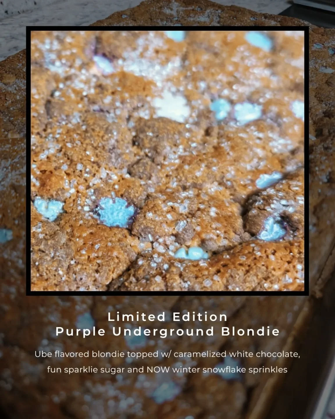 ❄️🟣 Limited Edition Purple Underground Blondie 🟣❄️
Only available this weekend @sjmade Winter Wonder Market! 
📍 San Jose Convention Center - South Hall 
🗓️ Sat &amp; Sun | 12/13 &amp; 12/14 | 11am-6pm
▪️
#smallbusiness #limitededition #ube #spark