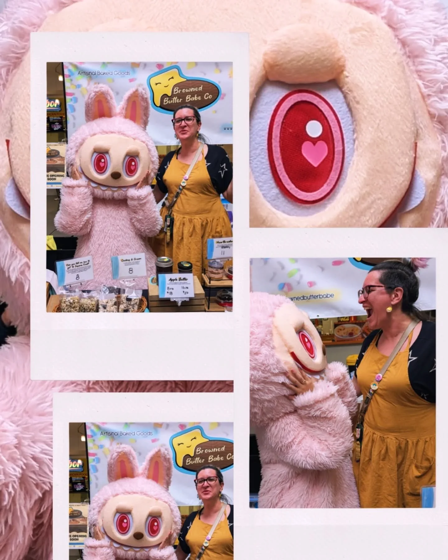 A monstrosity cute visit from a pink #labubu 
I contemplated eating it and I settled for trying to scare them. 🤣