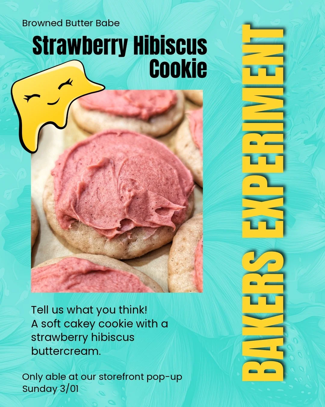 🍓🌺 Strawberry Hibiscus Cookie 🌺🍓
Stop by the shop today 03/01 to try or latest experiment a soft vanilla cookie with a strawberry, hibiscus buttercream.