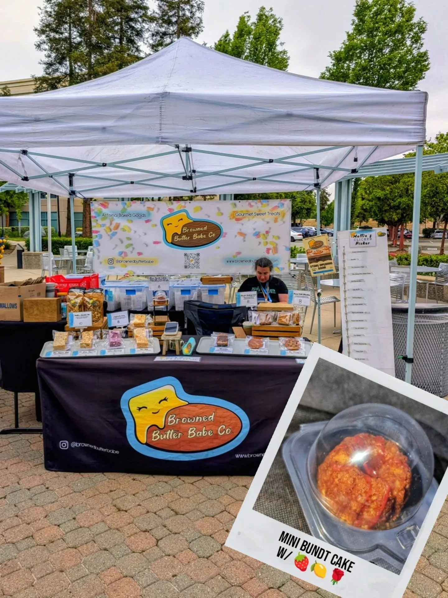 Our little setup at @foodfoundrysjc on the Cisco campus. 
Check out our special Mini Bundt Cake w/ 🍓🍋🌹 glaze for Mother's Day.