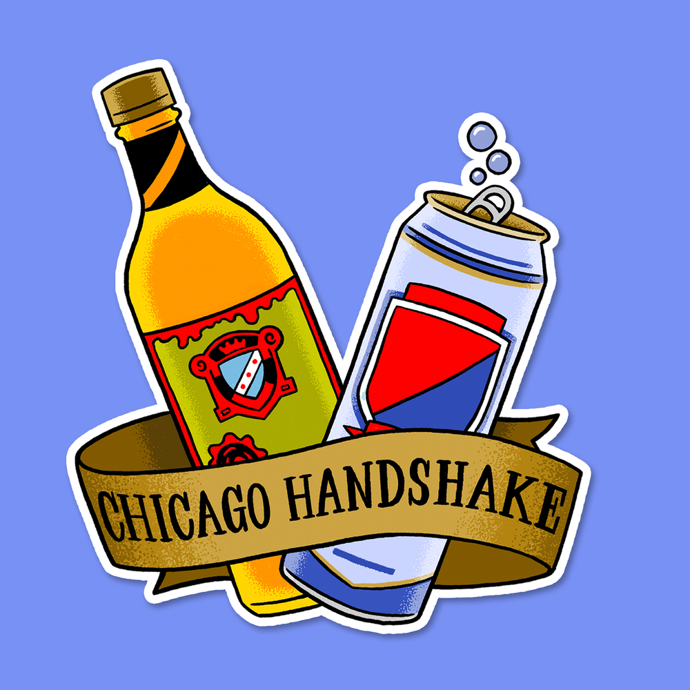 Chicago Handshake sticker — Nick Lacke Studio