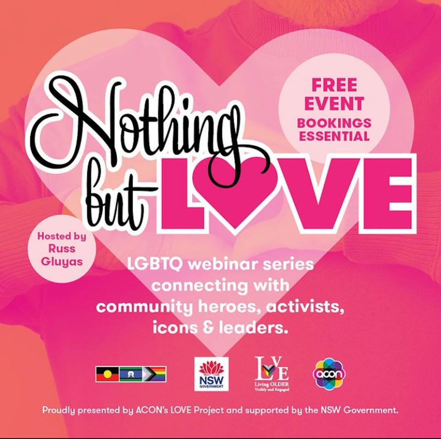 Victoria &amp; Sarah are excited to be the next guests on ACON&rsquo;s LOVE Project webinar Nothing but LOVE.

Hosted by Russ Gluyas, each episode he chats with LGBTQ community heroes, activists, icons, performers, creatives and business owners.

Joi