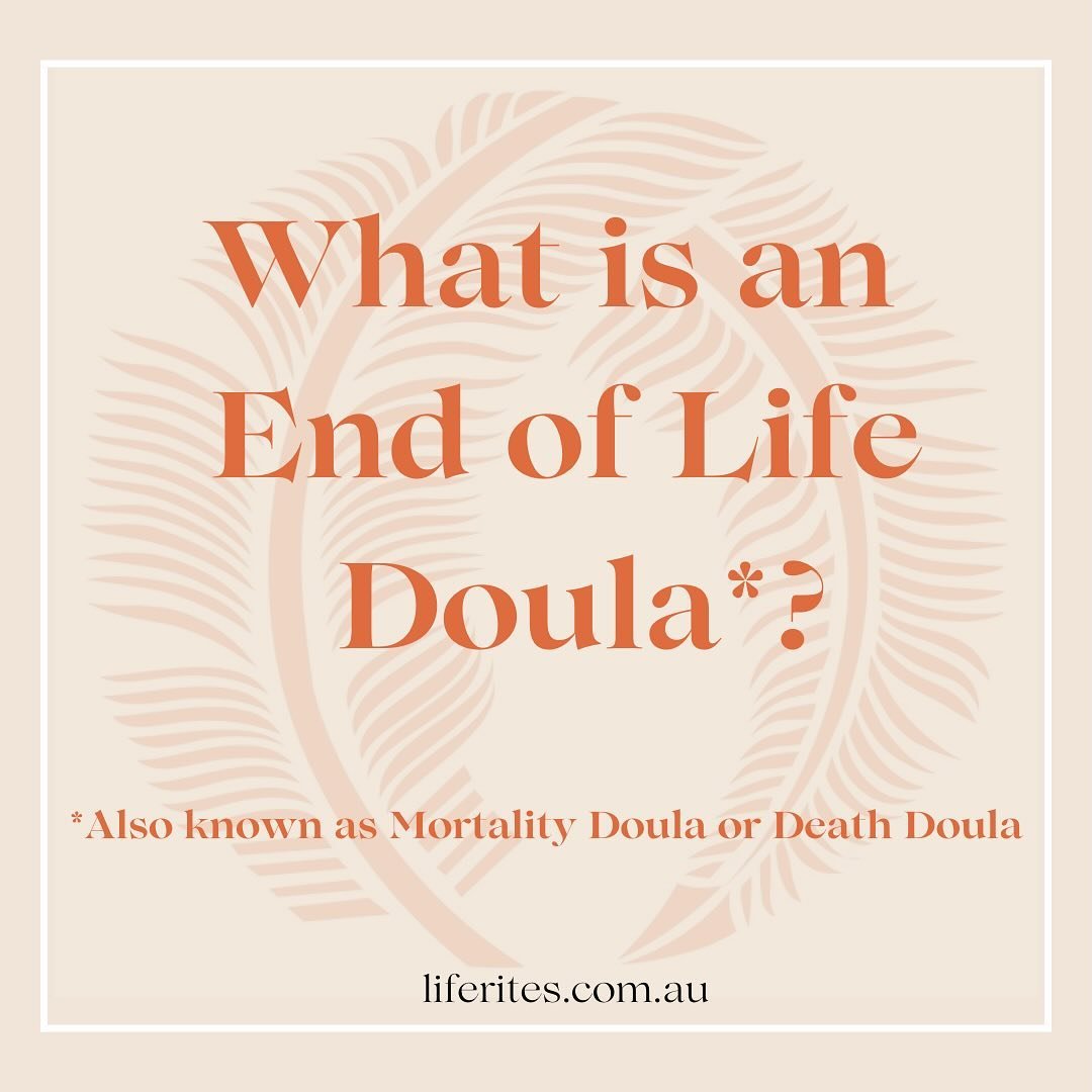 What is an End of Life Doula? It&rsquo;s a question we often get asked, so we put together some slides for you 💛

Image ID:
Slide 1: What is an End of Life Doula*?

*Also known as Mortality Doula or Death Doula.

Slide 2: An End of Life doula gives 