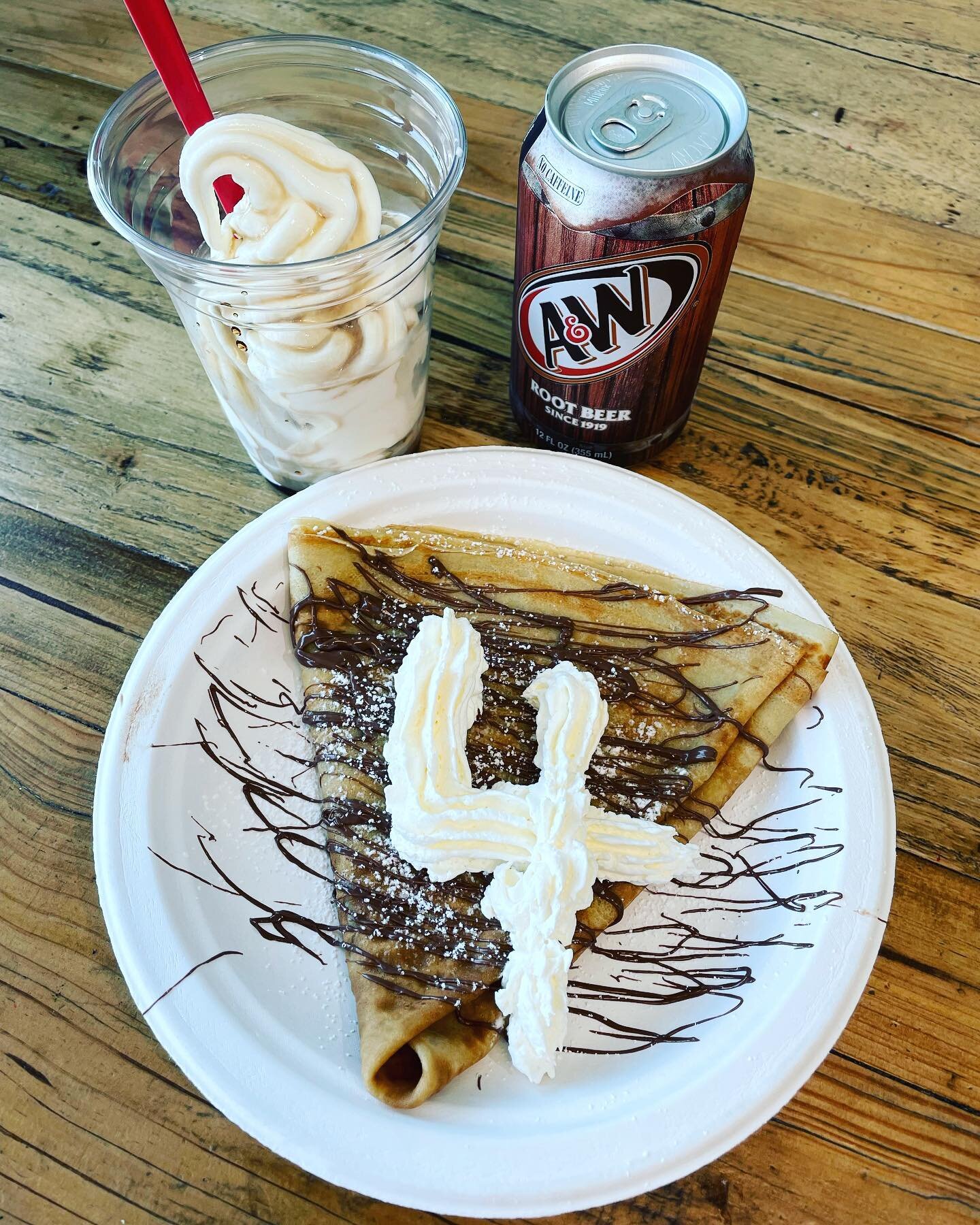 &ldquo;May the $4 Nutella crepe or Root-beer Float be with you&rdquo;. Tomorrow at McBees. #crepes #rootbeerfloat #maythefourthbewithyou #mcbees #pdxfood #supportlocal #pdxicecream #shakes #nutella🍫