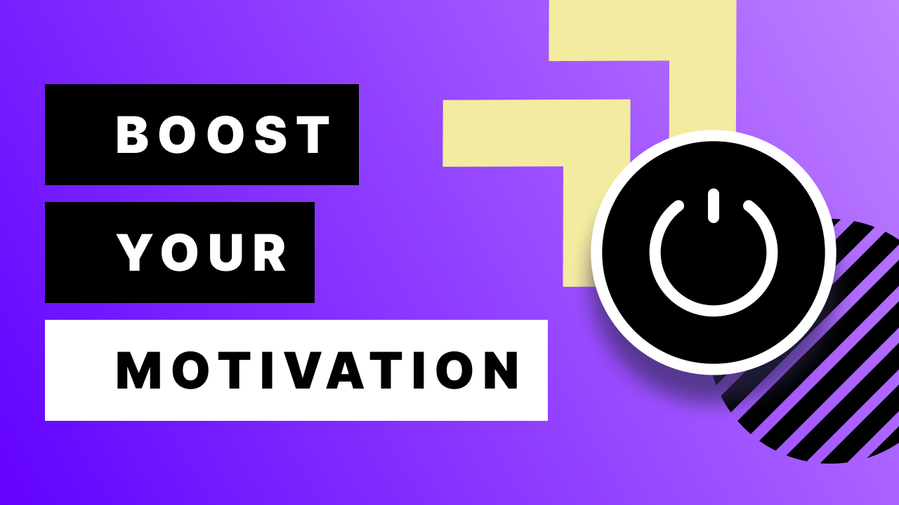 A computer power illustration with the words "boost your motivation".