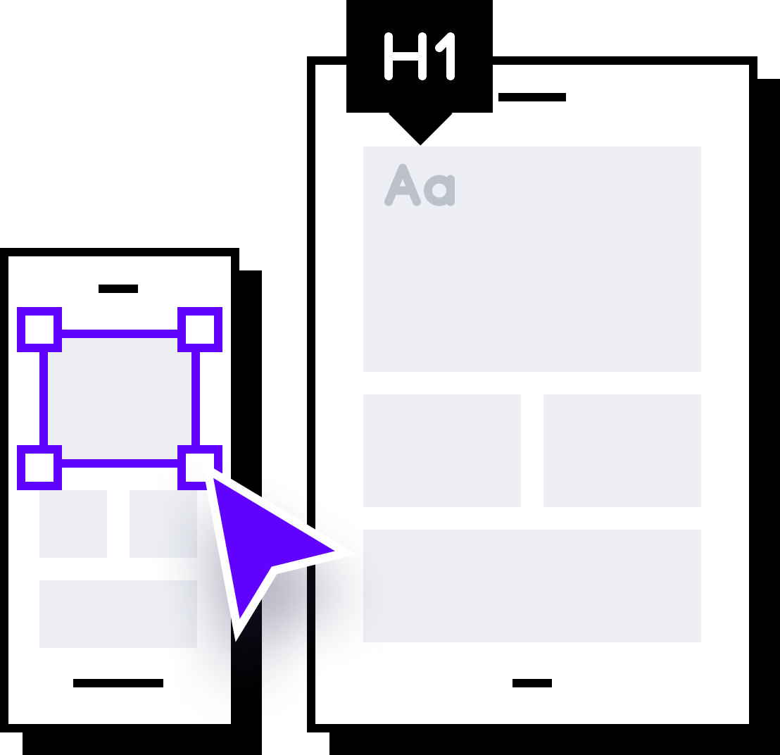 Illustration of a website being designed on a tablet and smartphone.