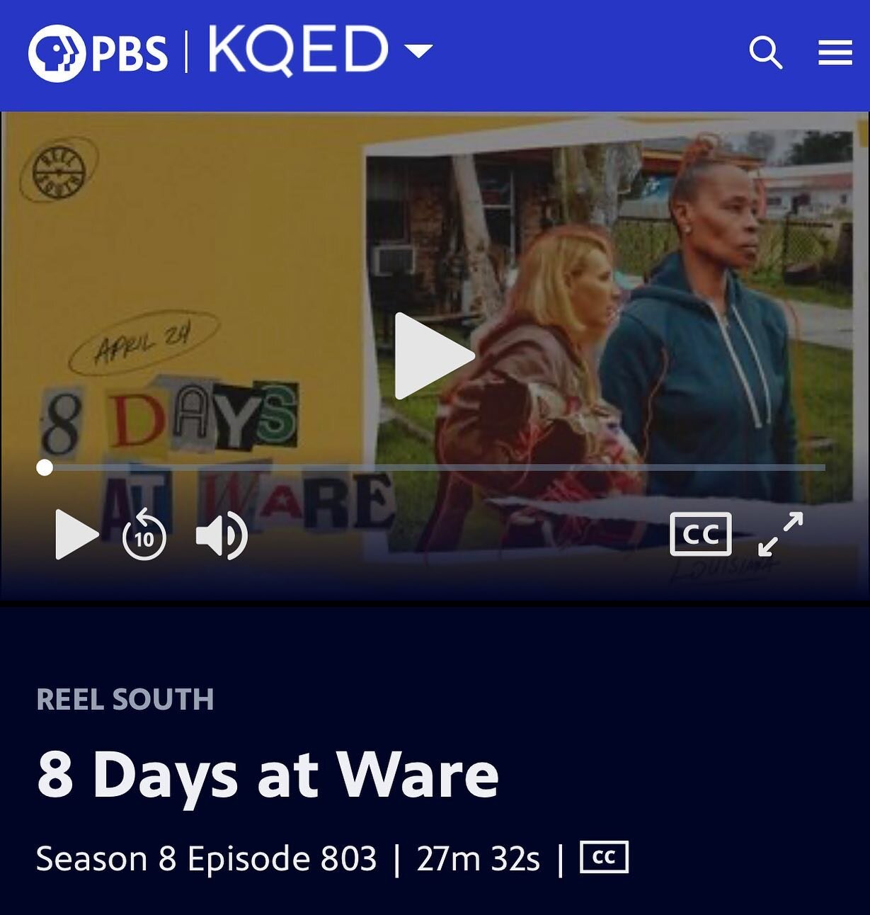 The wait is finally over: @pbs premiered 8 Days at Ware last night - we are part of this season of @reelsouthdocs ! You can watch for free on PBS. 

https://www.pbs.org/video/8-days-at-ware-cvtbb0/