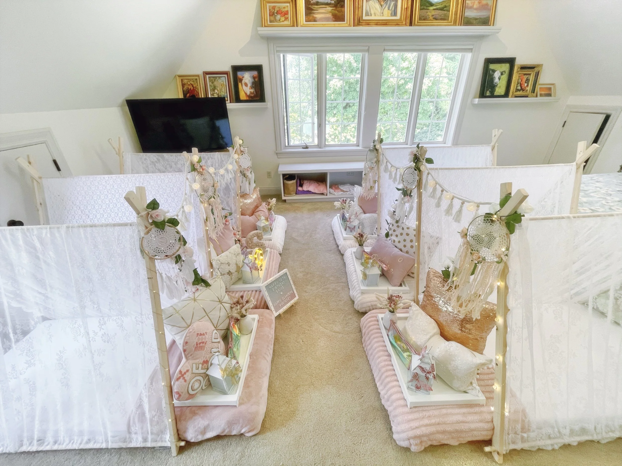 pink butterfly boho sleepover party