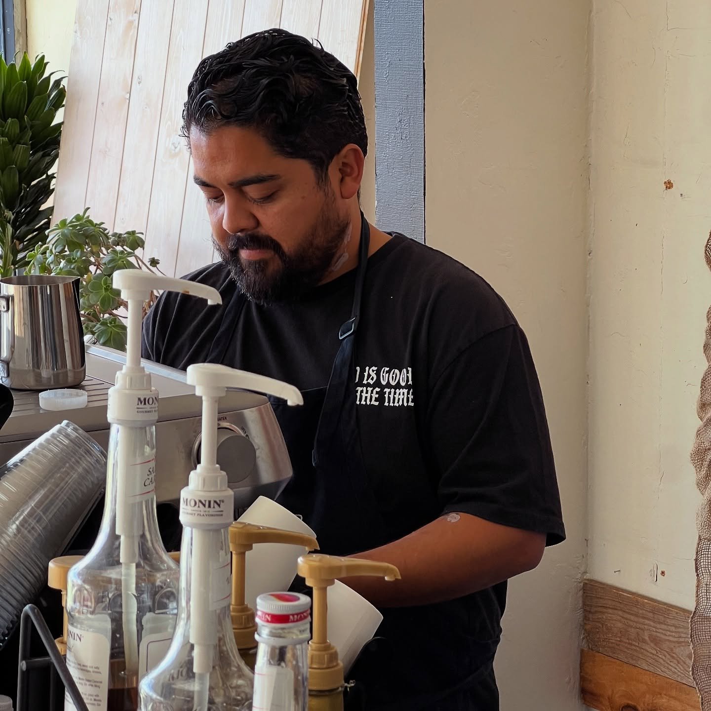 @steven__christopher__ is running the coffee bar pop up at @herecometheblooms today from 8am-12pm. Your coffee purchase will go towards his trip to North Carolina with Convoy of Hope to help Carolinians with the rehabilitation process after the recen