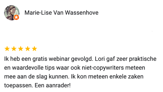 Powerwoorden copywriting webinar - Marie-Lise