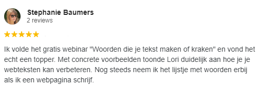 Powerwoorden copywriting webinar - Stephanie Baumers