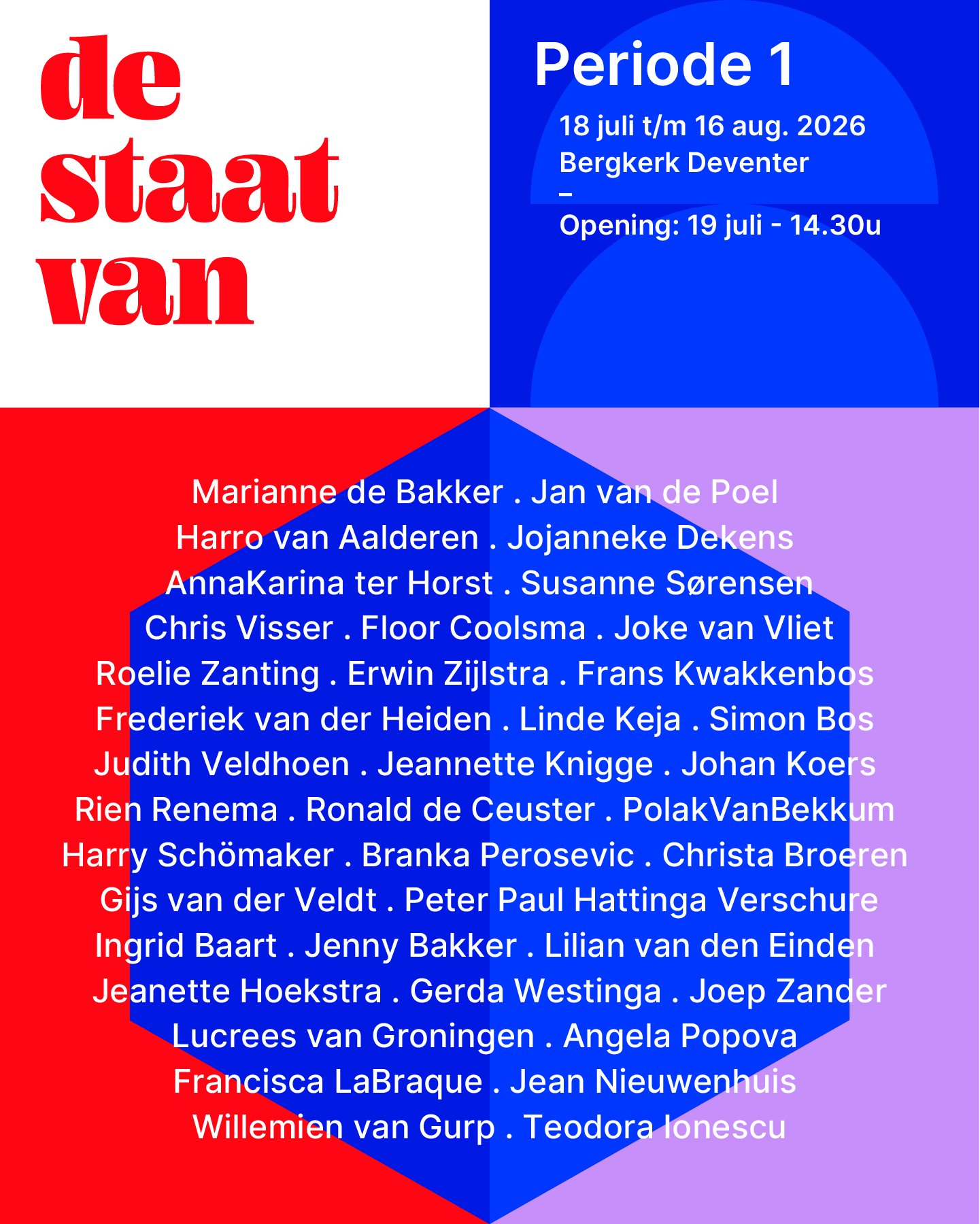 Tentoonstelling 'De staat van' , jaargang 2026 in de Bergkerk. Ik doe mee met mijn werk 'Levensdagen'.  