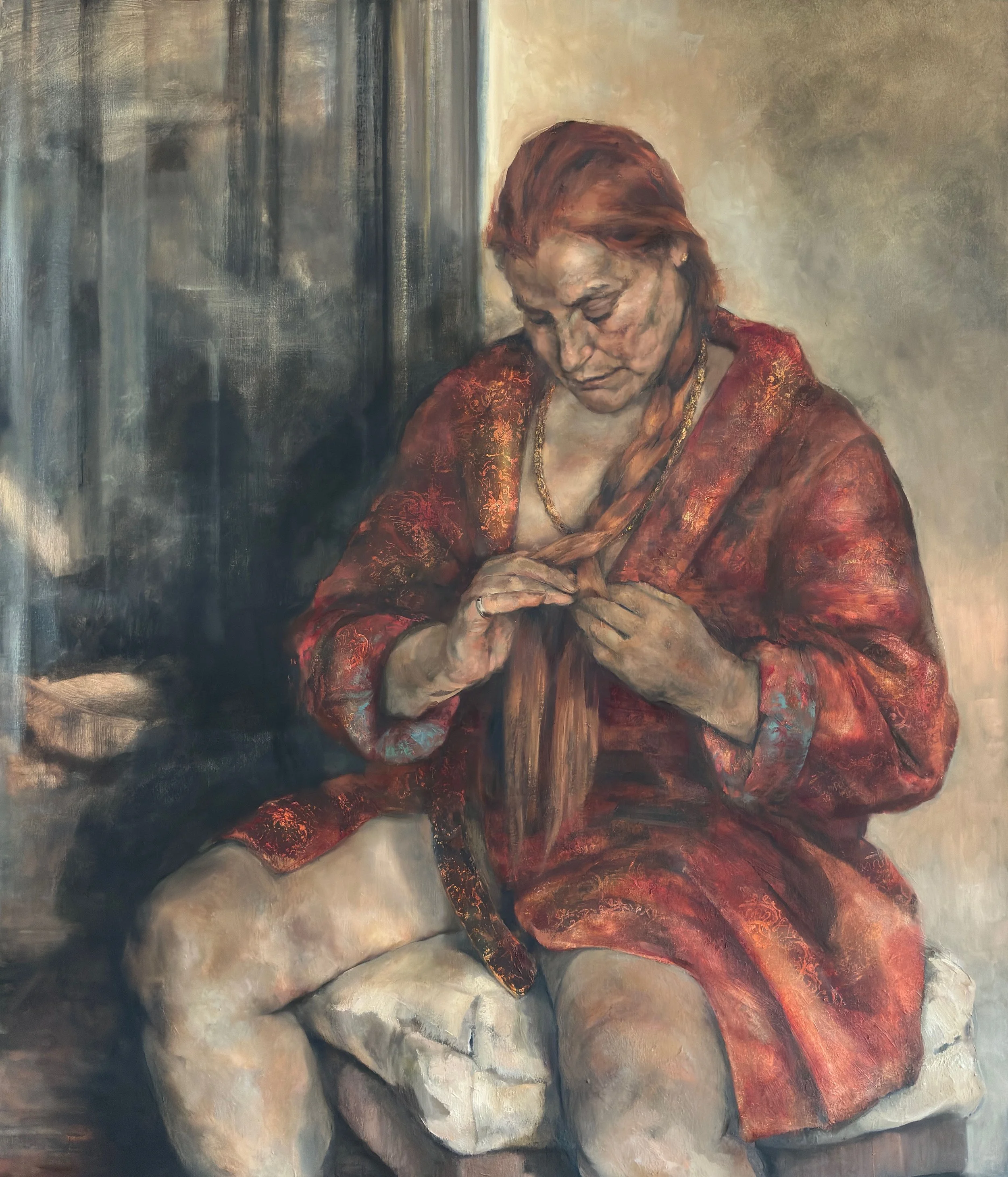 Red Dressing Gown Oil on Canvas (1200 x 1400mm)