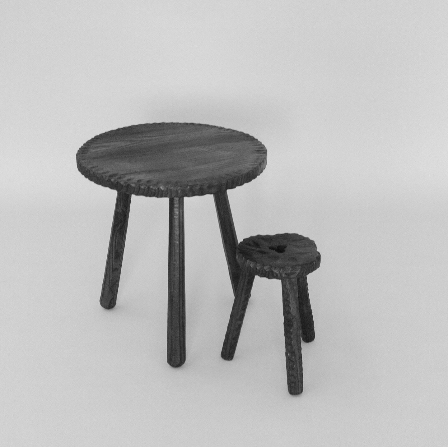 BRUTALIST |  Spanish Side Table and Milking Stool.
.
.
Spain, Brutalist, 1970s
Finish: Hand Carved Stained Oak
Dimensions: L: H58 cm x W54 cm x D54 cm / S:  H39CM x W29cm x D29cm
Qty: 2 (Table/Stool)
.
.
.
.
.

#vintagefurniture #vintage #interiordes