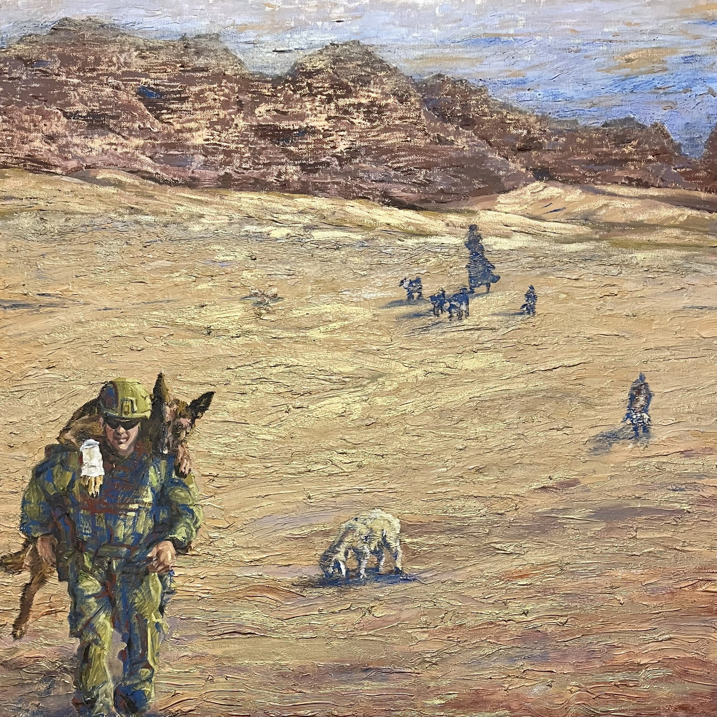 The Canines of Canaan 2 | 60 x 60cm | Oil, bronze and pastel on canvas
