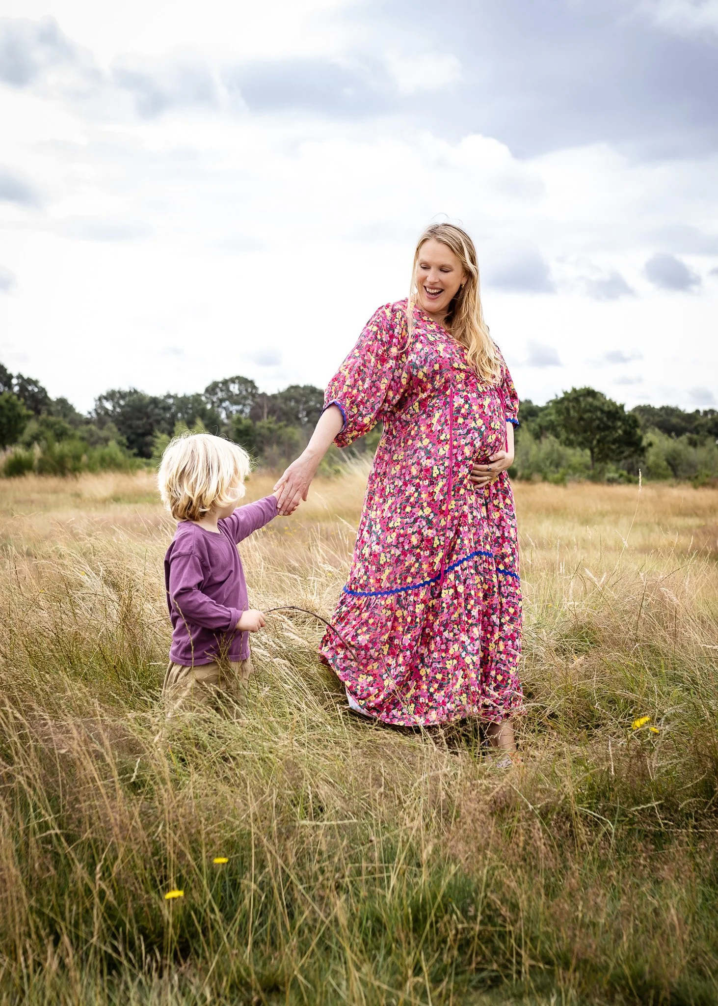 The Sofia dress in painterly pink floral