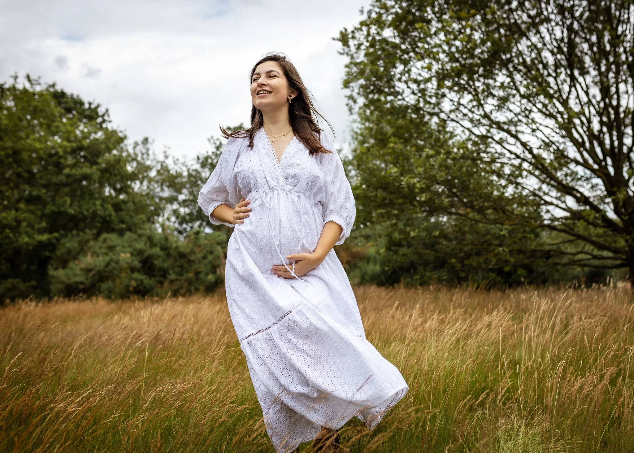 The Sofia dress in embroideried white cotton