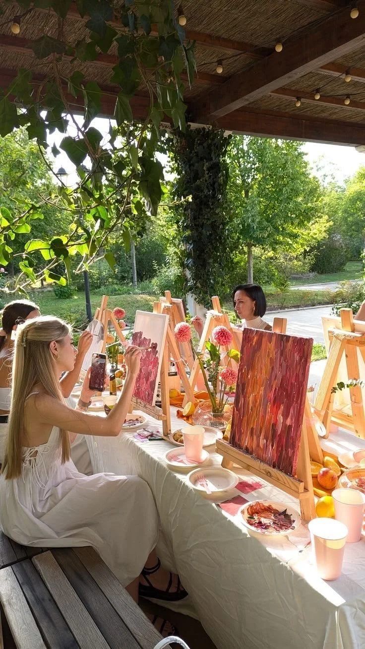gin cocktails and painting