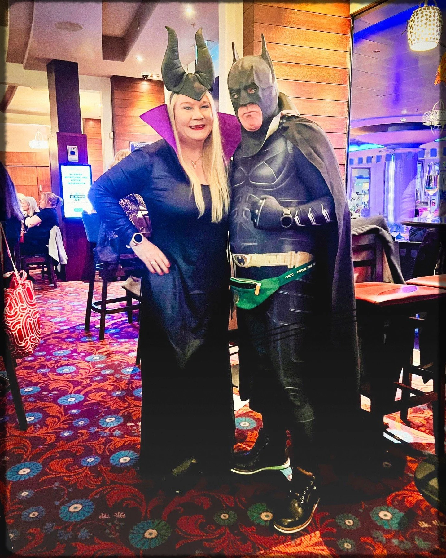 Date night for Batman &amp; Maleficent in Edinburgh last night, although I would have thought they could have done better than Weatherspoons. Very entertaining walking around Edinburgh after dark &amp; good to see so many people having fun with costu
