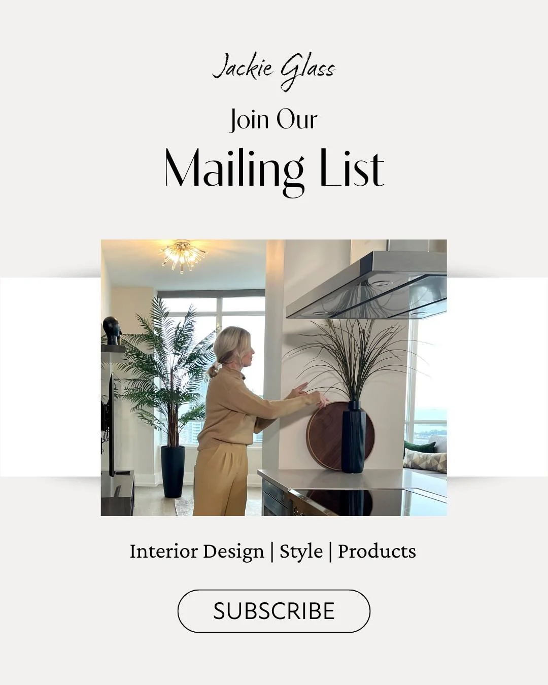 Design inspiration, industry insights, and beautiful spaces in your inbox. ✨
Get the Jackie Glass newsletter and never miss an update.

 💌 Link in Bio to Subscribe!