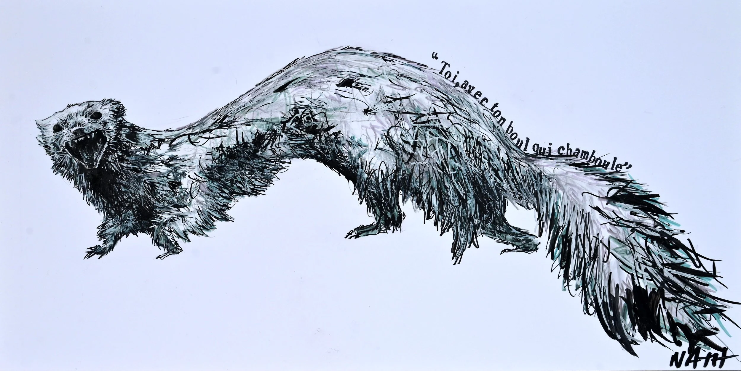 "Toi avec ton boul qui chamboule” - Dessin - 15x21 cm.
