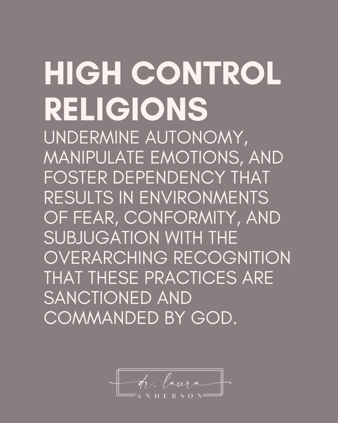 I&rsquo;ve been working on a more succinct definition of high control religion and this is one of the iterations I&rsquo;ve come up with.

What do you think?
What would you add, change, or take away from it? 

#narcissisticabuse #religioustrauma #exv
