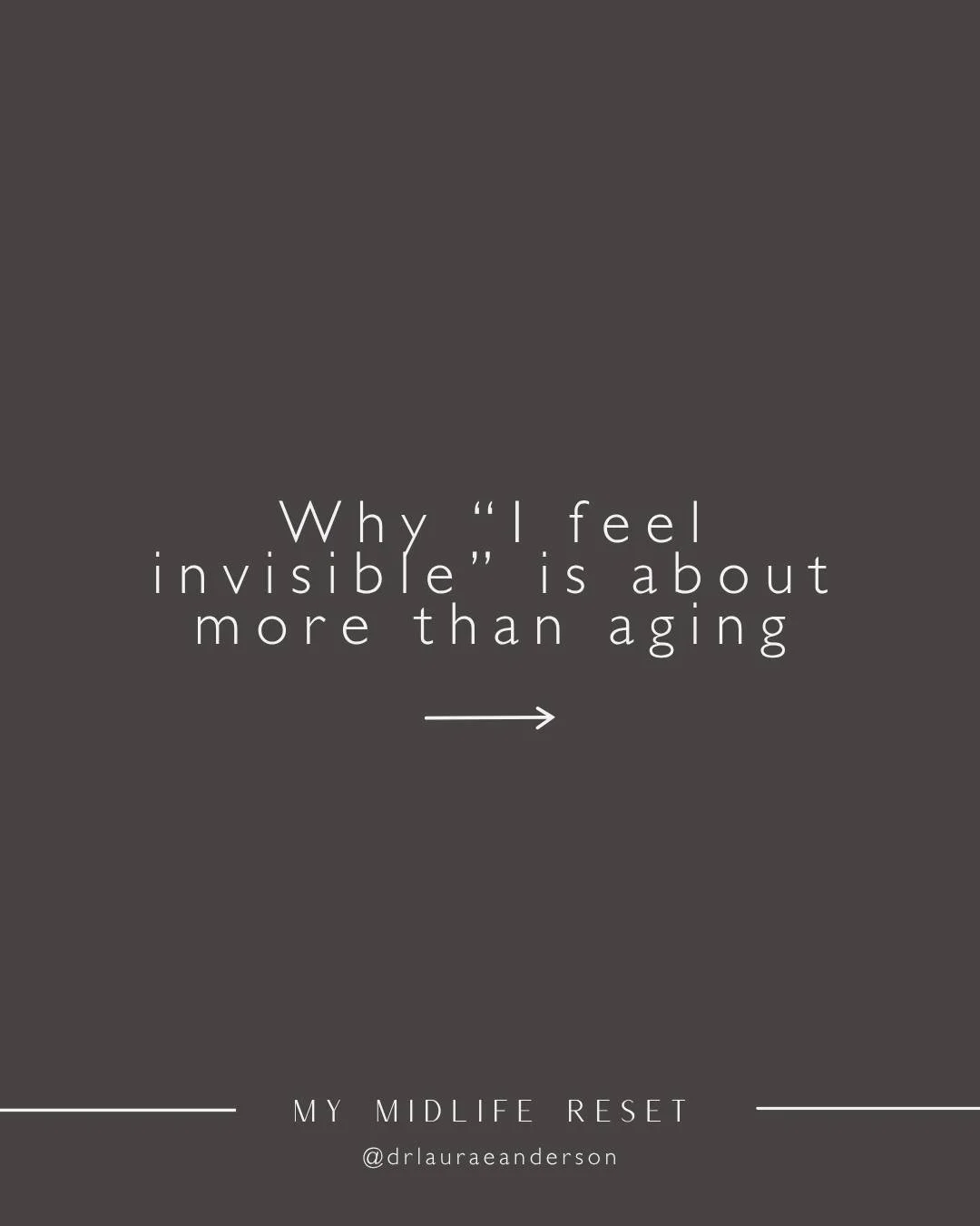 Caption:
I think many women are carrying a private fear they don&rsquo;t always talk about:
&ldquo;I&rsquo;m becoming invisible.&rdquo;

And with that fear comes shame. There is a cultural expectation for women to age gracefully. We aren&rsquo;t supp