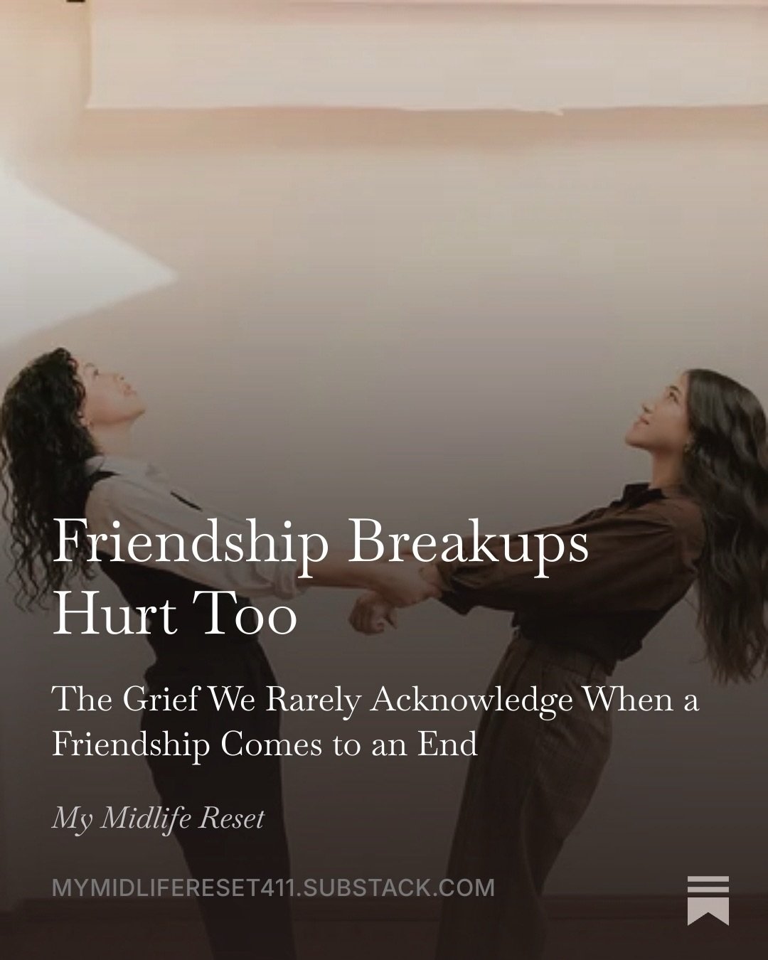 Not every friendship ends because someone became cruel, toxic, or abusive. Sometimes two people simply become different versions of themselves. That doesn&rsquo;t make the loss any less real.

Read it on Substack 🔗 

.
.
.
.

Midlife reset, friendsh