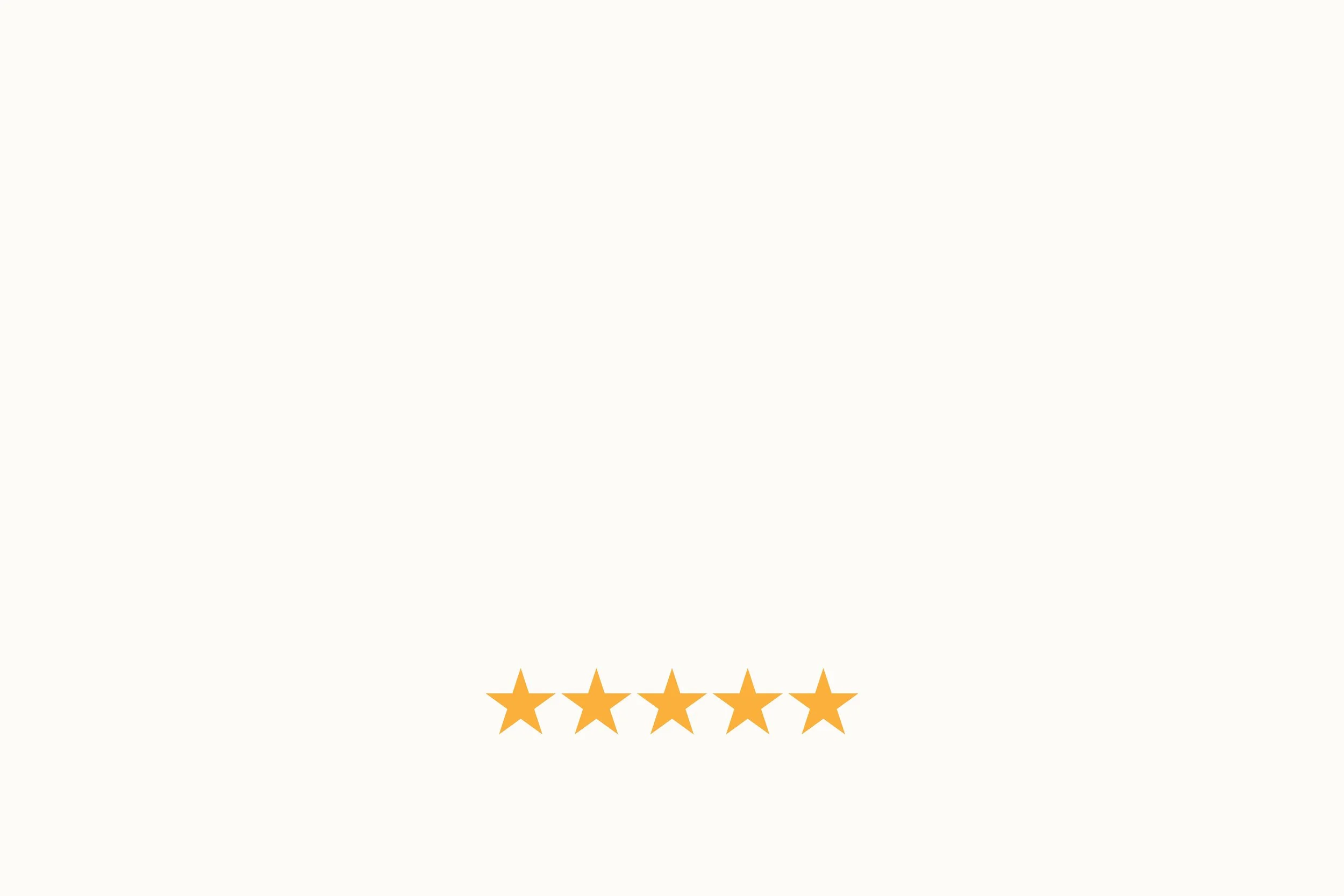 Five-star rating with a blank white background and orange stars at the bottom. Simpla Original coconut yogurt with no added sugar, live probiotics, and simple ingredients. Dairy-free yogurt made in Canada.