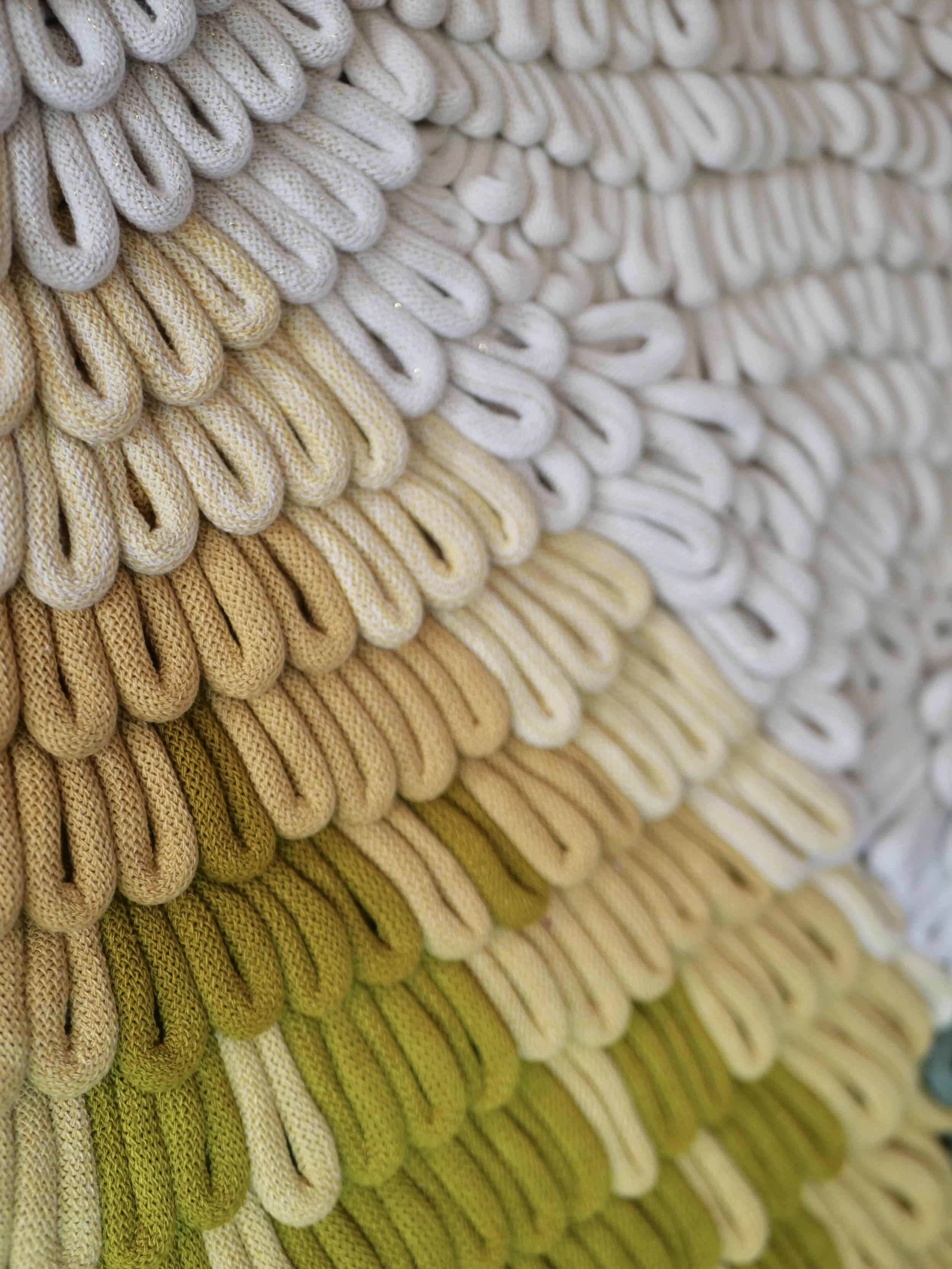 LOOPSCAPE by BroCoLoco — an exclusive, custom textile installation inspired by impressionist landscapes. Each piece translates the painter’s brushstroke into a tactile loop of recycled post-consumer cotton cord, drawn from the studio’s color collecti