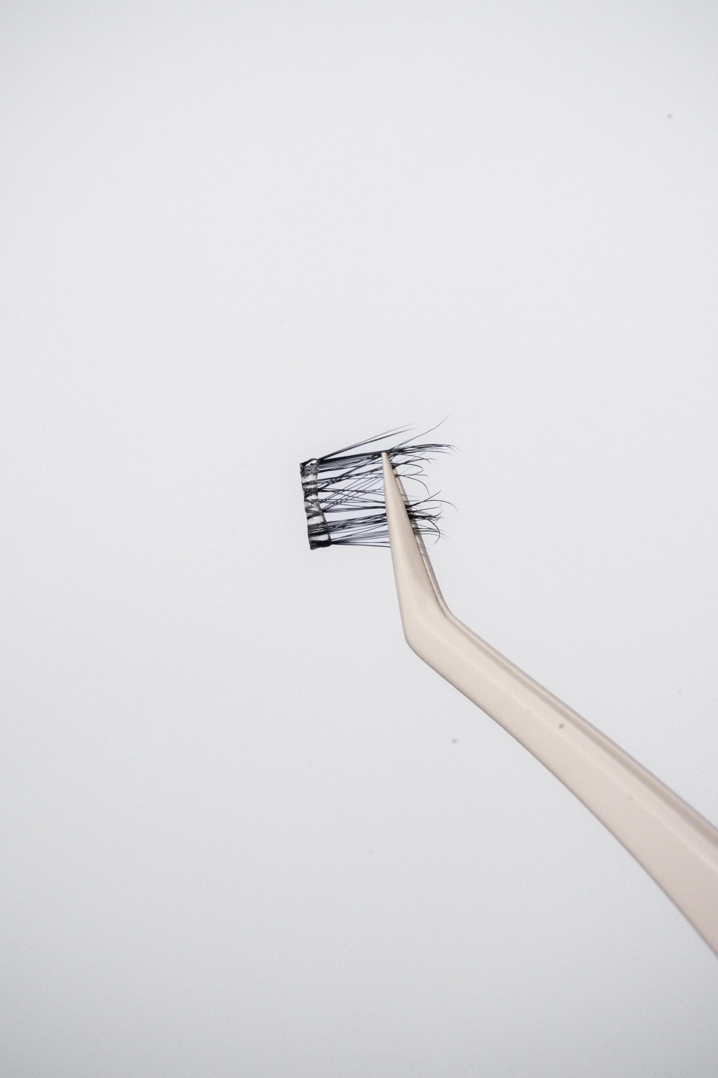 En kosmetisk påsætter til vipper og en vippe mod en lys baggrund.