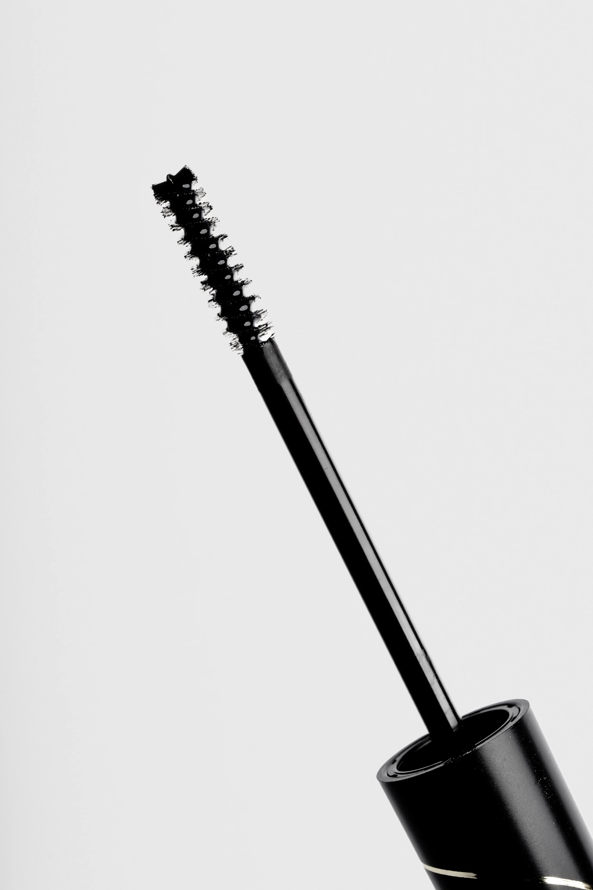 Sort børste foran en lys baggrund.