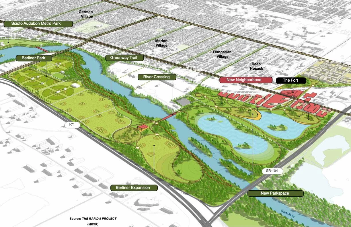 ABOVE: Steelton Village's development will include expansion on both sides of South High Street, including a connection to Berliner Park.