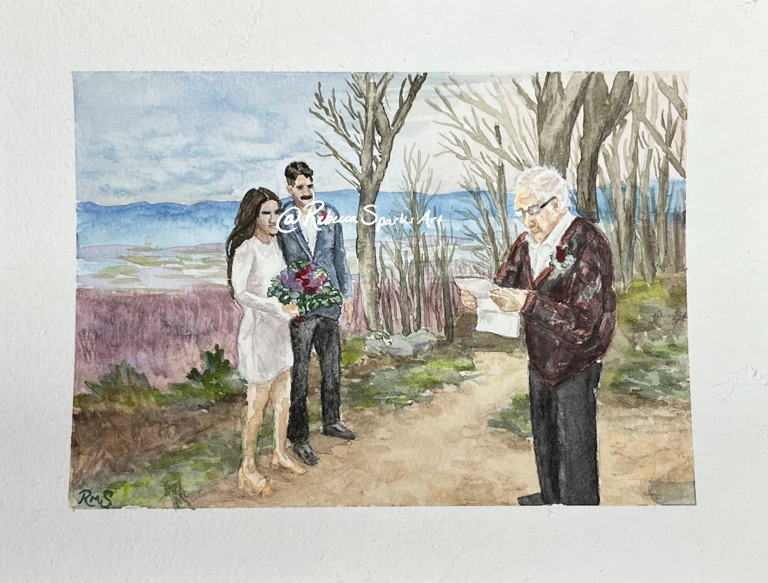 Wedding Portrait - 5"x7" watercolor on watercolor paper