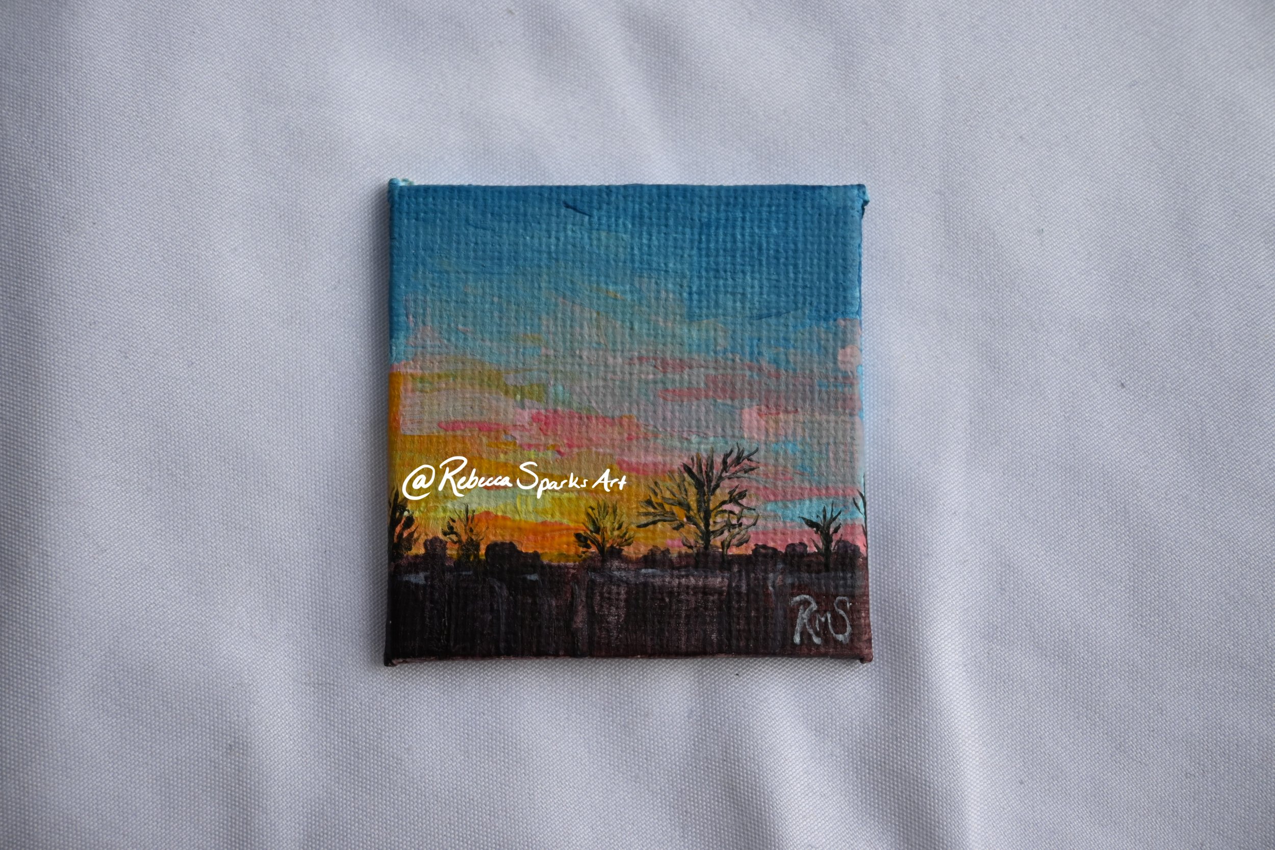 Baltimore in the Backyard - 2"x2", Acrylic on canvas panel
